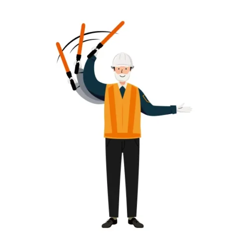 交通誘導員 イラスト（シニア男性・全身）| 無料・商用利用可 | TGSMC022-C | 無料素材ペペロ