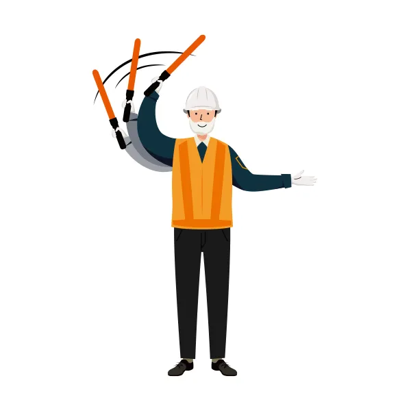 交通誘導員 イラスト（シニア男性・全身）| 無料・商用利用可 | TGSMC022-C | 無料素材ペペロ