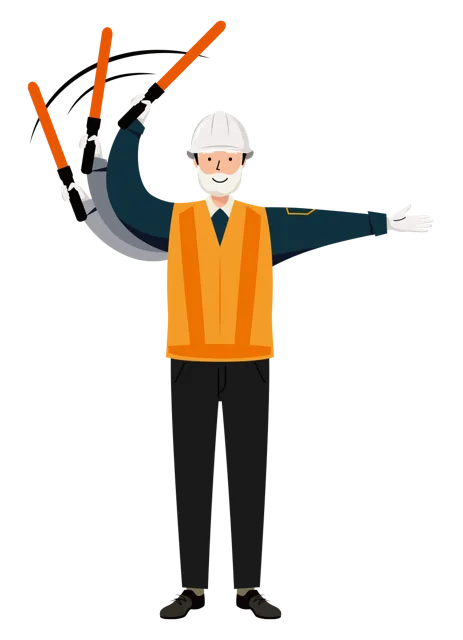 交通誘導員 イラスト（シニア男性・全身）| 無料・商用利用可 | TGSMC023-01-C | 無料素材ペペロ