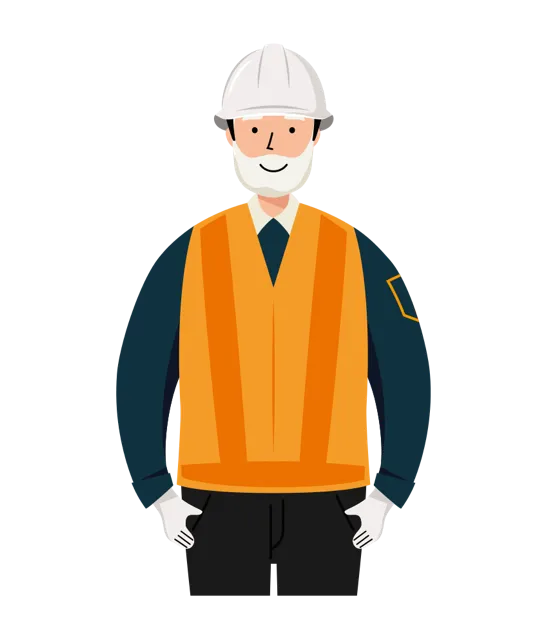 交通誘導員 イラスト（シニア男性・上半身）| 無料・商用利用可 | TGSMUBC001-01-C | 無料素材ペペロ