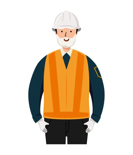 交通誘導員 イラスト（シニア男性・上半身）| 無料・商用利用可 | TGSMUBC002-01-C | 無料素材ペペロ