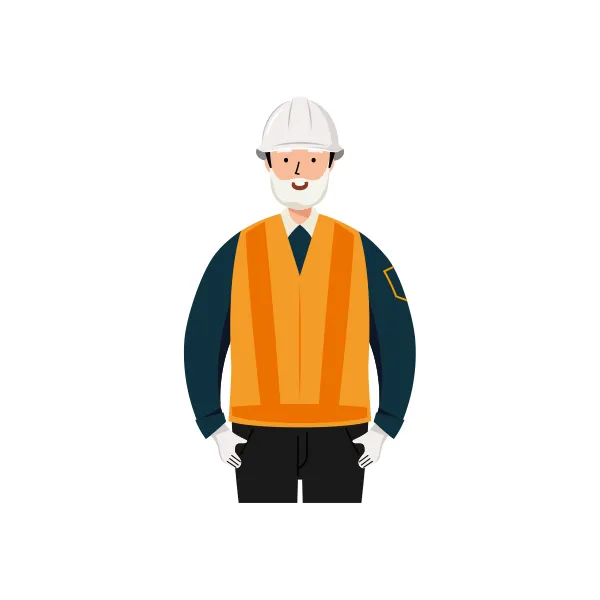 交通誘導員 イラスト（シニア男性・上半身）| 無料・商用利用可 | TGSMUBC002-C | 無料素材ペペロ