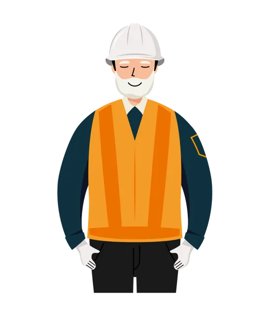 交通誘導員 イラスト（シニア男性・上半身）| 無料・商用利用可 | TGSMUBC003-01-C | 無料素材ペペロ