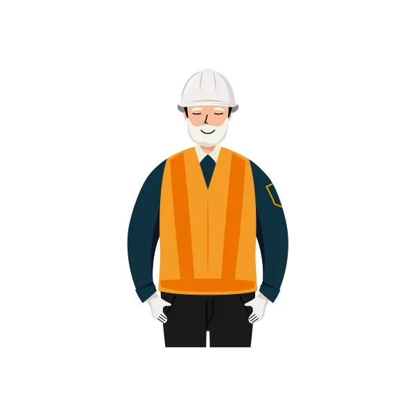 交通誘導員 イラスト（シニア男性・上半身）| 無料・商用利用可 | TGSMUBC003-C | 無料素材ペペロ