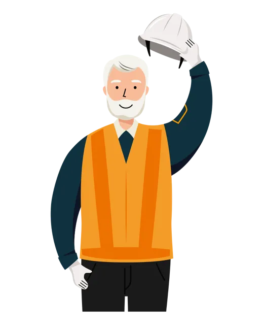 交通誘導員 イラスト（シニア男性・上半身）| 無料・商用利用可 | TGSMUBC004-01-C | 無料素材ペペロ