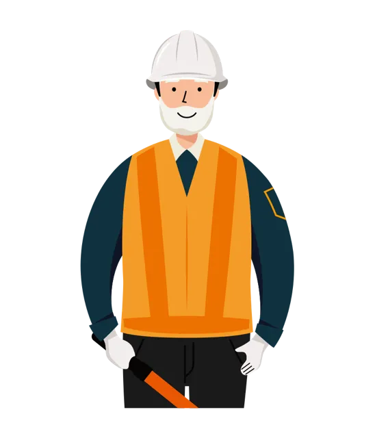 交通誘導員 イラスト（シニア男性・上半身）| 無料・商用利用可 | TGSMUBC006-01-C | 無料素材ペペロ