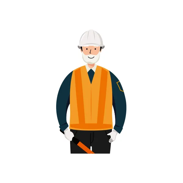 交通誘導員 イラスト（シニア男性・上半身）| 無料・商用利用可 | TGSMUBC006-C | 無料素材ペペロ