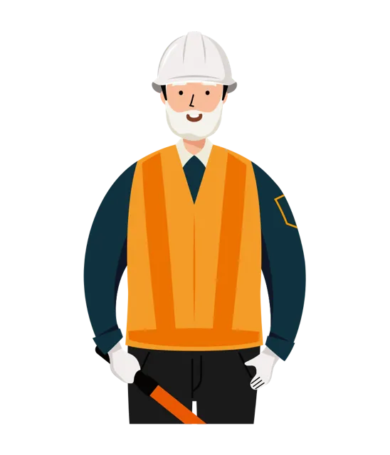 交通誘導員 イラスト（シニア男性・上半身）| 無料・商用利用可 | TGSMUBC007-01-C | 無料素材ペペロ