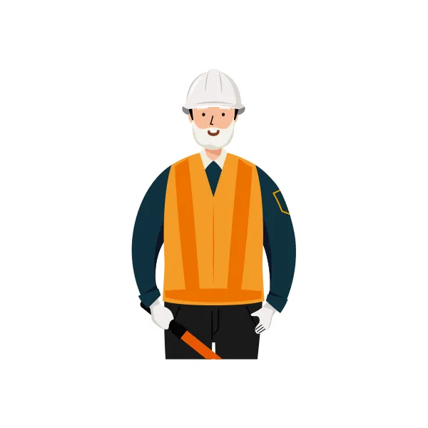 交通誘導員 イラスト（シニア男性・上半身）| 無料・商用利用可 | TGSMUBC007-C | 無料素材ペペロ