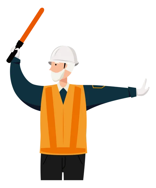 交通誘導員 イラスト（シニア男性・上半身）| 無料・商用利用可 | TGSMUBC017-01-C | 無料素材ペペロ