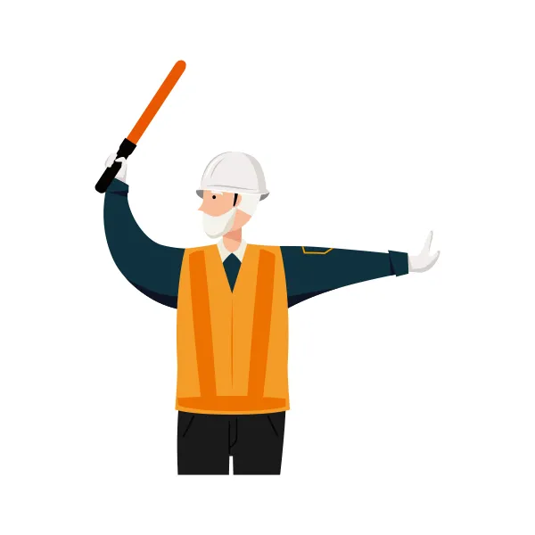 交通誘導員 イラスト（シニア男性・上半身）| 無料・商用利用可 | TGSMUBC017-C | 無料素材ペペロ