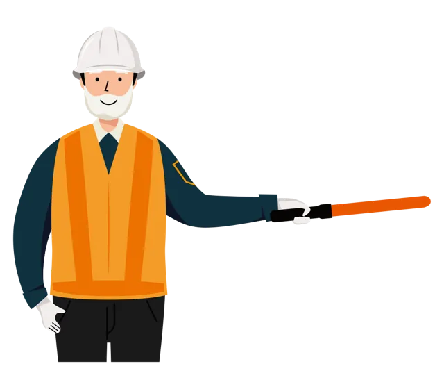 交通誘導員 イラスト（シニア男性・上半身）| 無料・商用利用可 | TGSMUBC019-01-C | 無料素材ペペロ