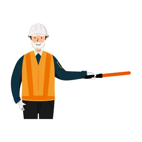 交通誘導員 イラスト（シニア男性・上半身）| 無料・商用利用可 | TGSMUBC019-C | 無料素材ペペロ