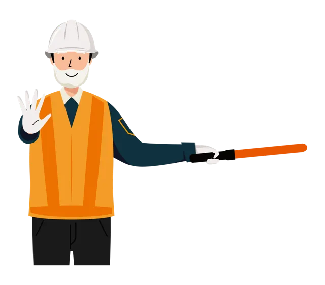 交通誘導員 イラスト（シニア男性・上半身）| 無料・商用利用可 | TGSMUBC020-01-C | 無料素材ペペロ