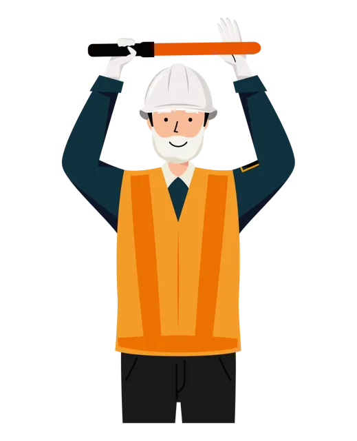 交通誘導員 イラスト（シニア男性・上半身）| 無料・商用利用可 | TGSMUBC021-01-C | 無料素材ペペロ