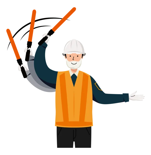 交通誘導員 イラスト（シニア男性・上半身）| 無料・商用利用可 | TGSMUBC022-01-C | 無料素材ペペロ