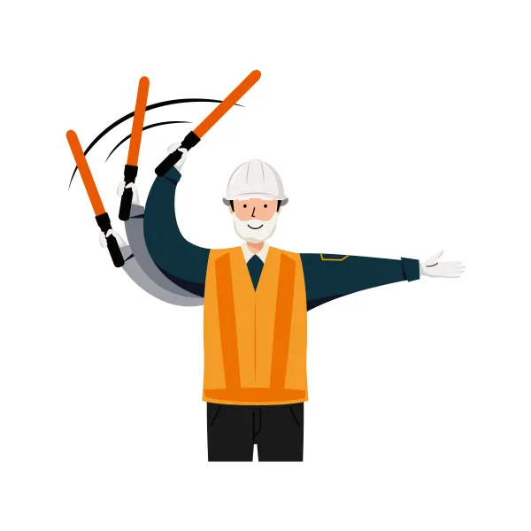 交通誘導員 イラスト（シニア男性・上半身）| 無料・商用利用可 | TGSMUBC023-C | 無料素材ペペロ