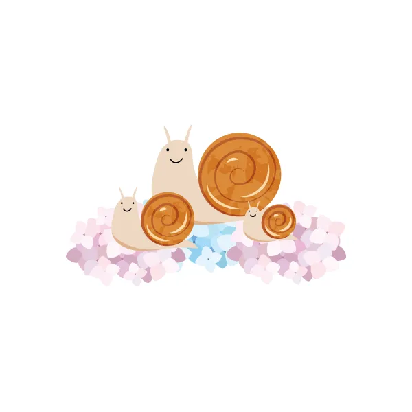 紫陽花とカタツムリ イラスト | 梅雨・６月 | 無料・商用利用可 | RASEAC-010-C | 無料素材ペペロ