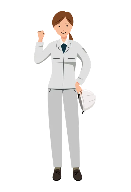 現場監督 イラスト（女性・全身）| 無料・商用利用可 | SSFSW029-01-C | 無料素材ペペロ