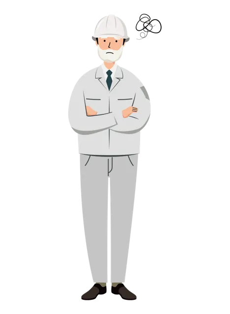 現場監督 イラスト（シニア・全身）| 無料・商用利用可 | SSMSSW018-01-C | 無料素材ペペロ