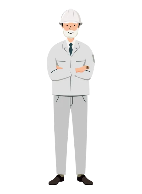 現場監督 イラスト（シニア・全身）| 無料・商用利用可 | SSMSSW026-01-C | 無料素材ペペロ