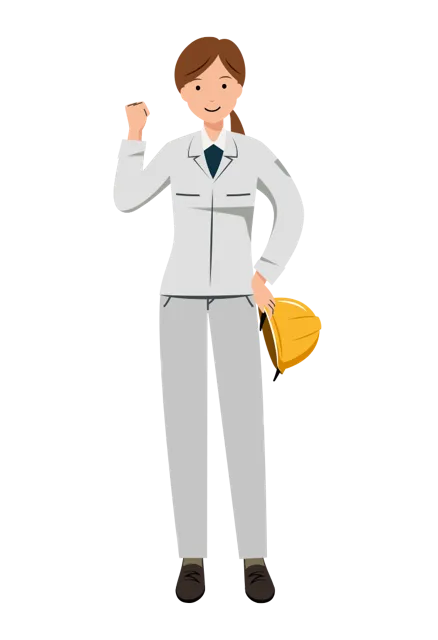 現場監督 イラスト（女性・全身）| 無料・商用利用可 | SSFSYH029-01-C | 無料素材ペペロ